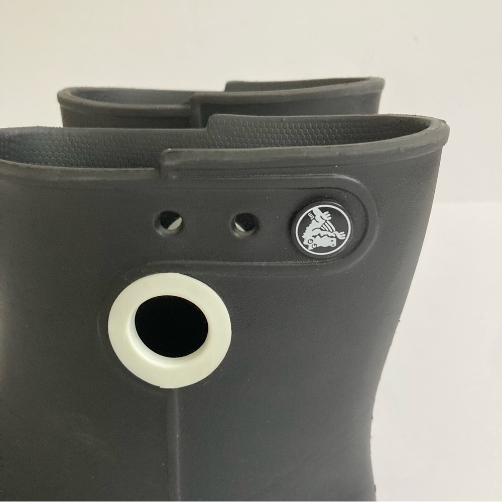 CROCS Black Rain Boot with White Accent - Picture 3 of 11